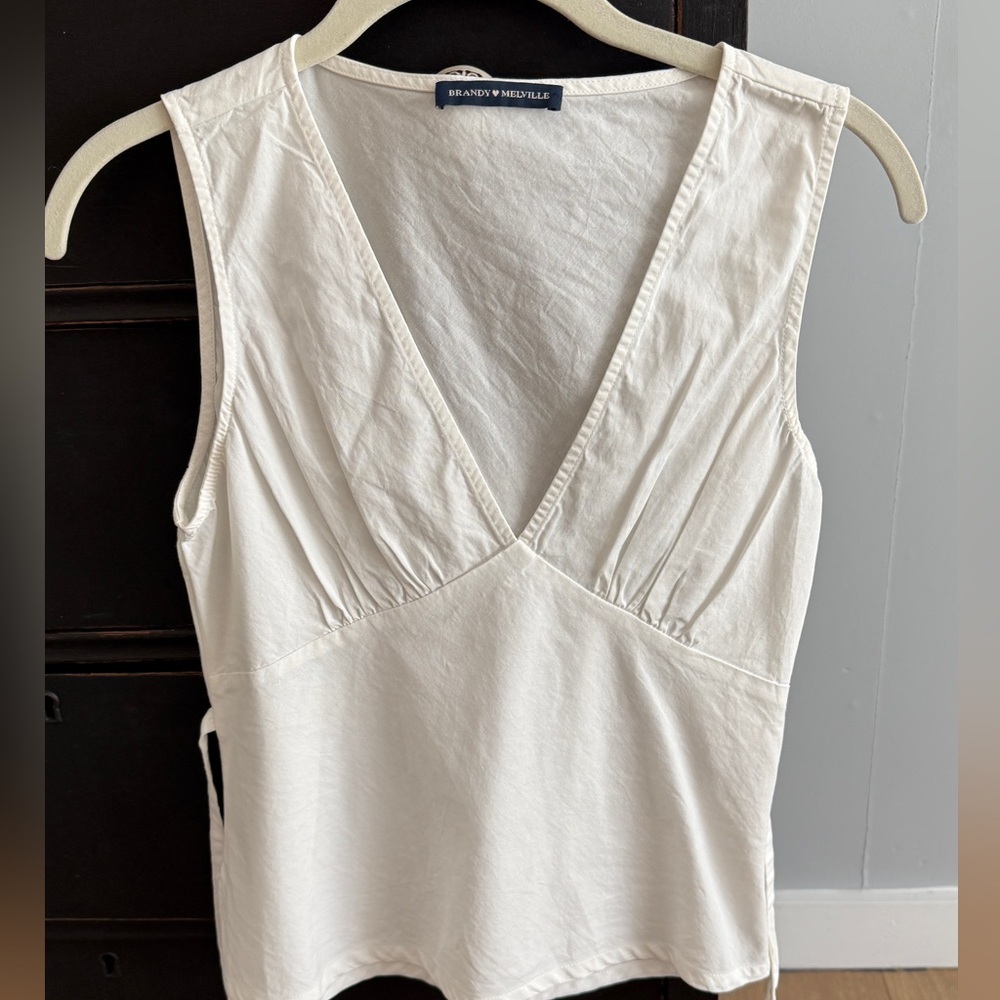 Brandy Melville White V-Neck Tank Top